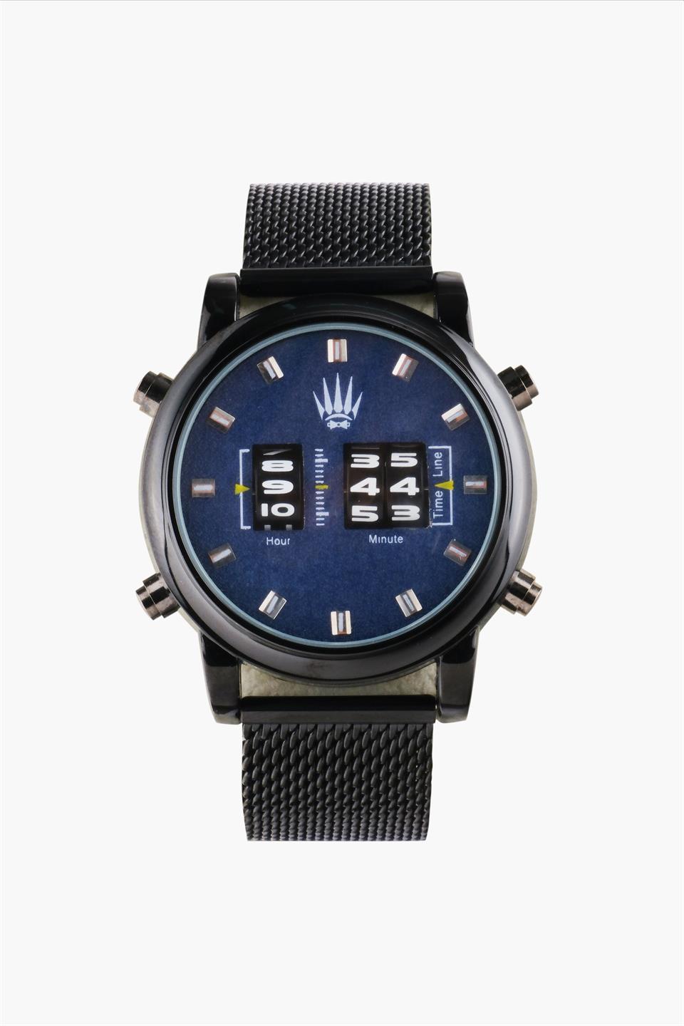 ROLLER DESIGN STEEL MESH BLUE WRISTWATCH