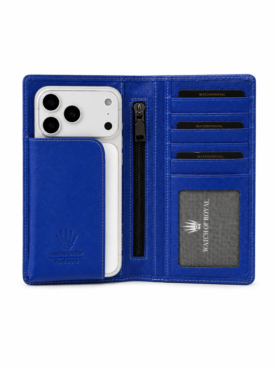 Great Mavi Hakiki Deri Telefon Cüzdanı