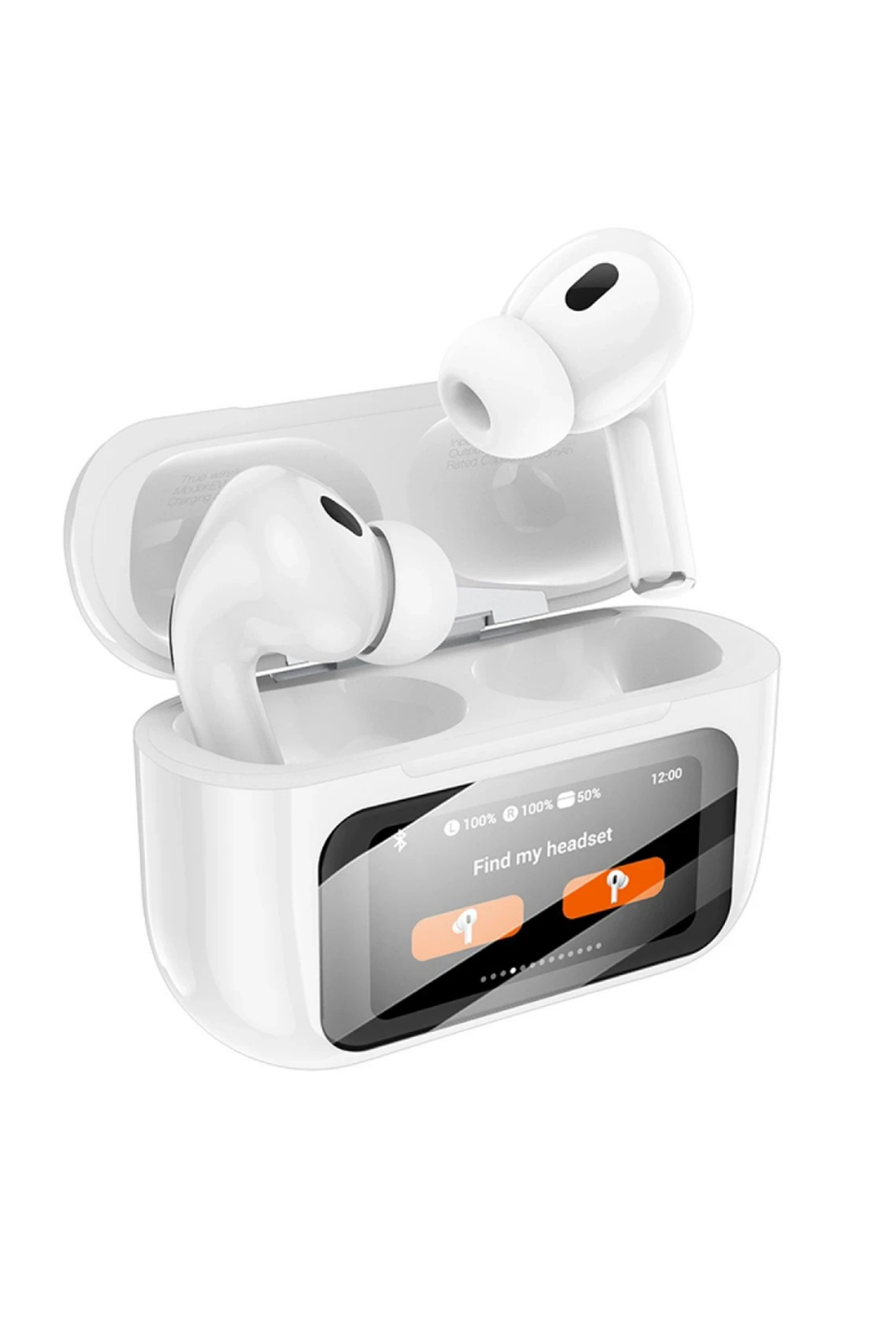 Aktif Gürültü Engelleyici Özellikli Dijital Dokunmatik Ekranlı Airpods Bluetooth Kulaklık - Beyaz