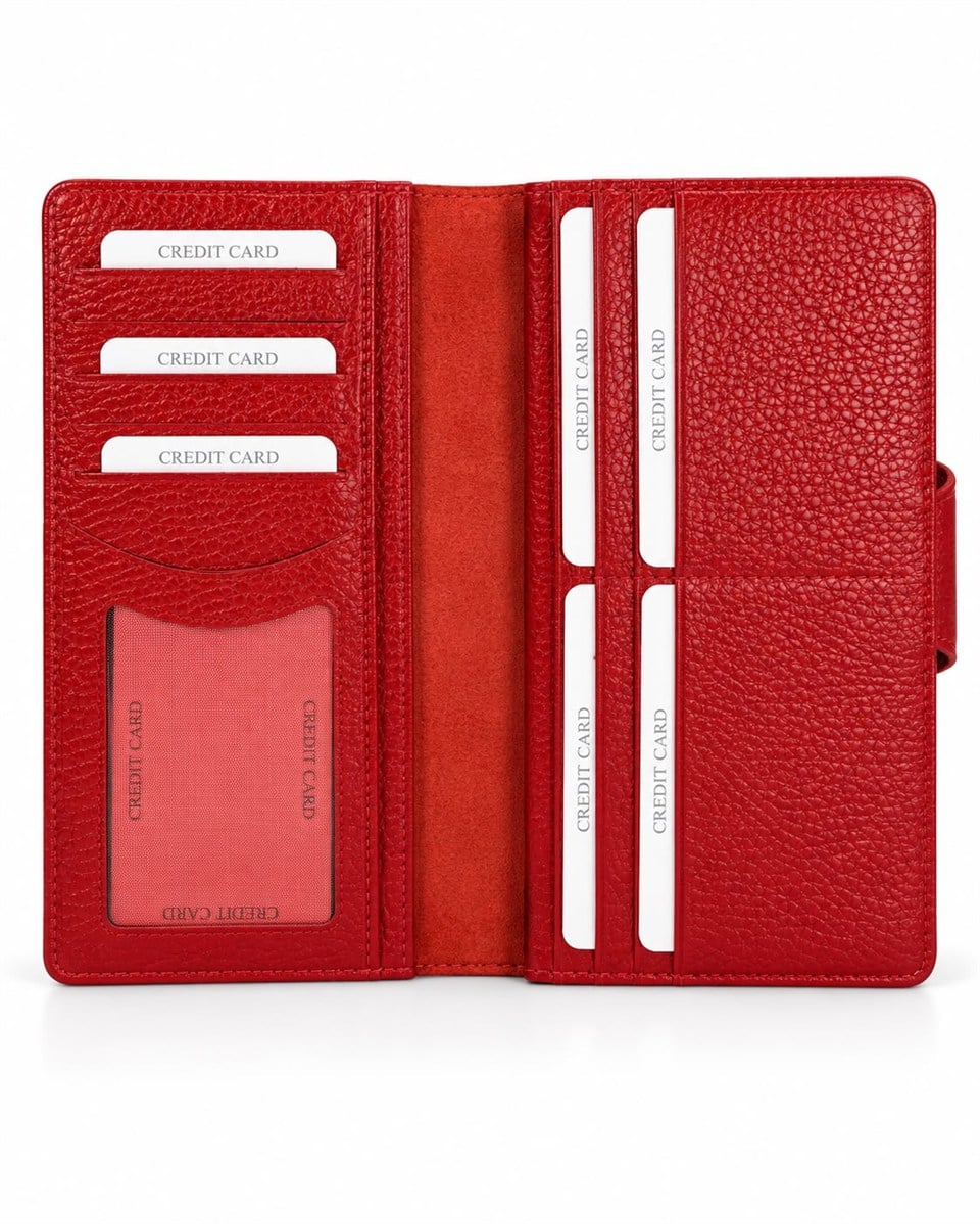 BELT Kırmızı Hakiki Deri Telefon Cüzdanı