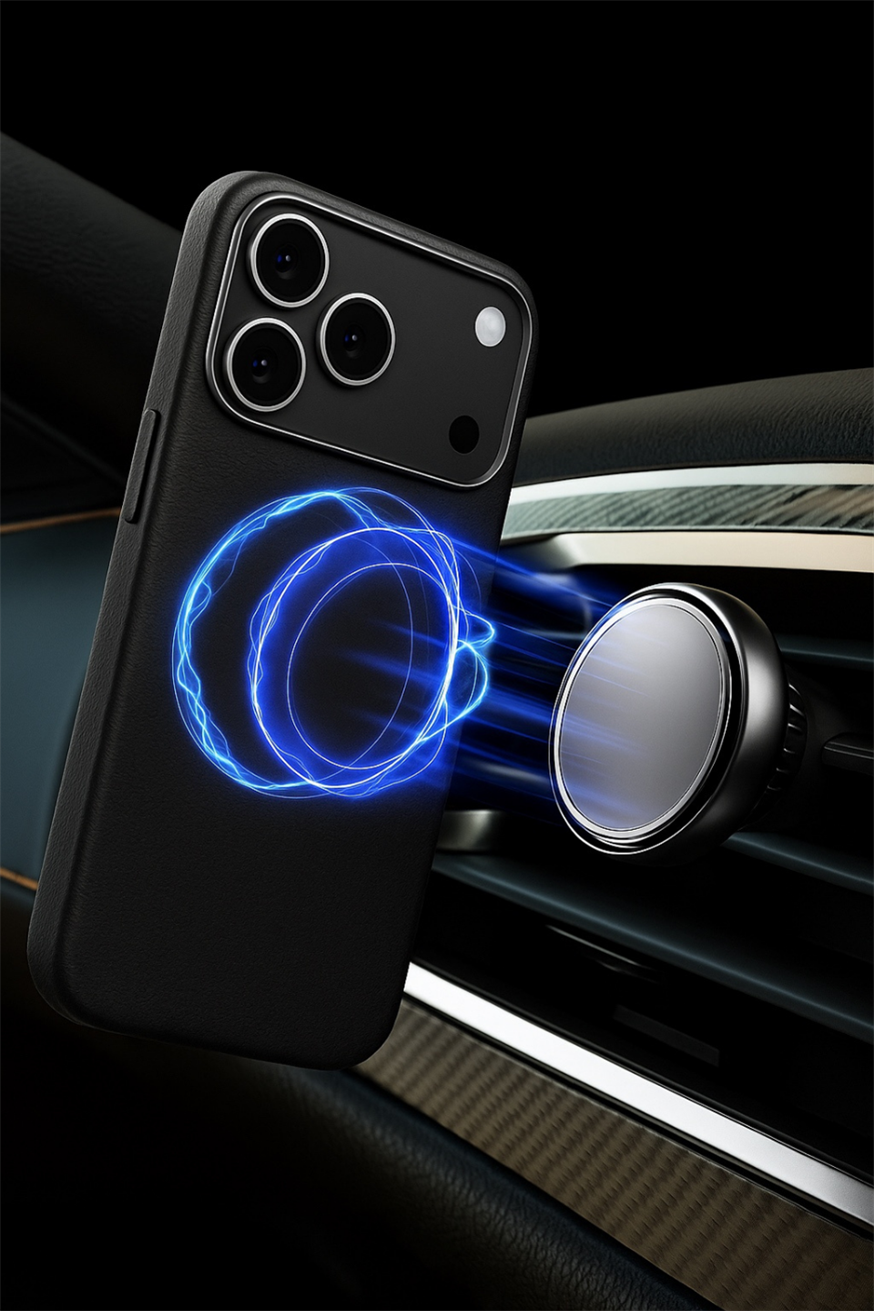 Bexocase Iphone 17 Air Siyah Manyetik Özellikli Deri Kılıf 