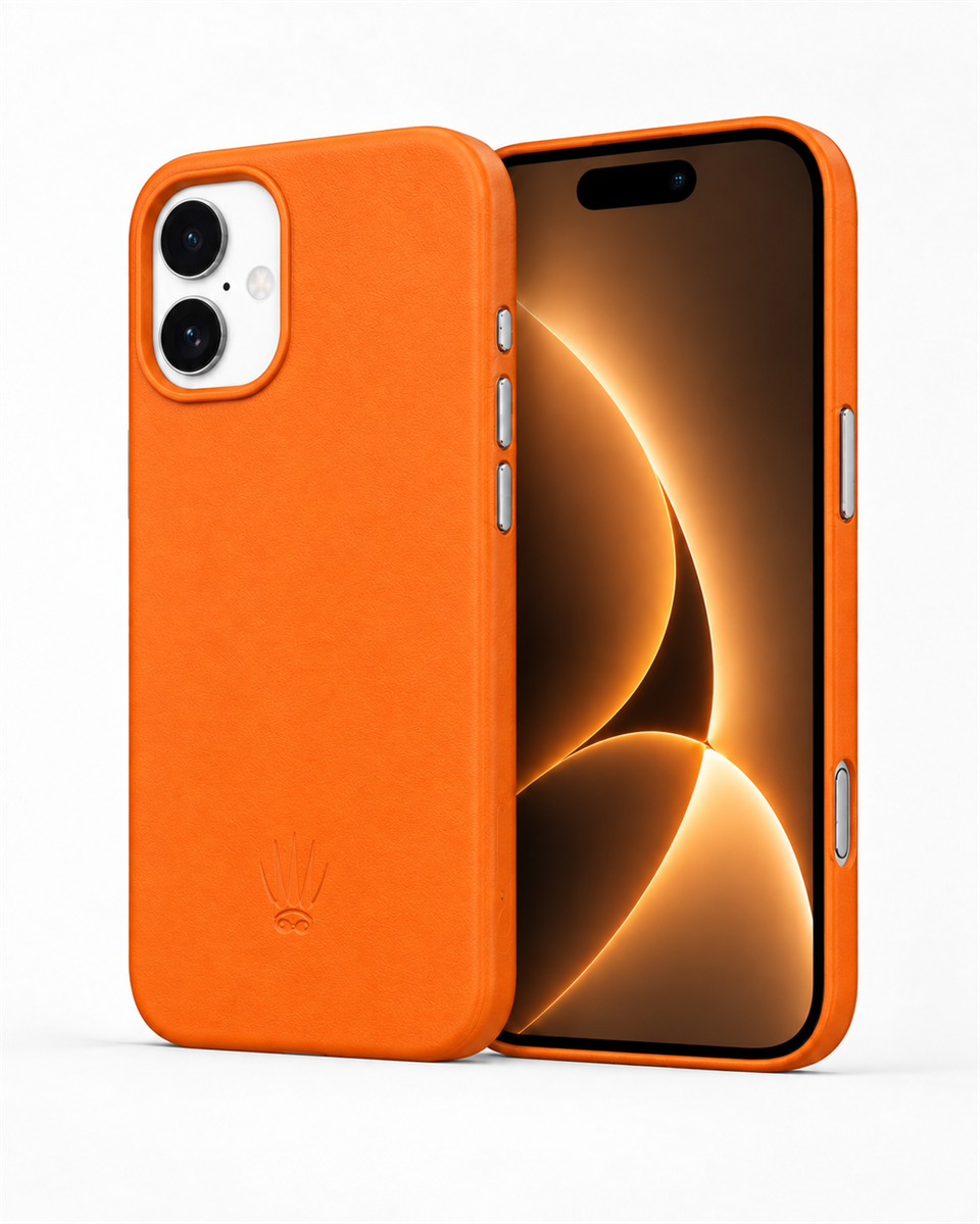 Bexocase Iphone 17 Turuncu Manyetik Özellikli Deri Kılıf 