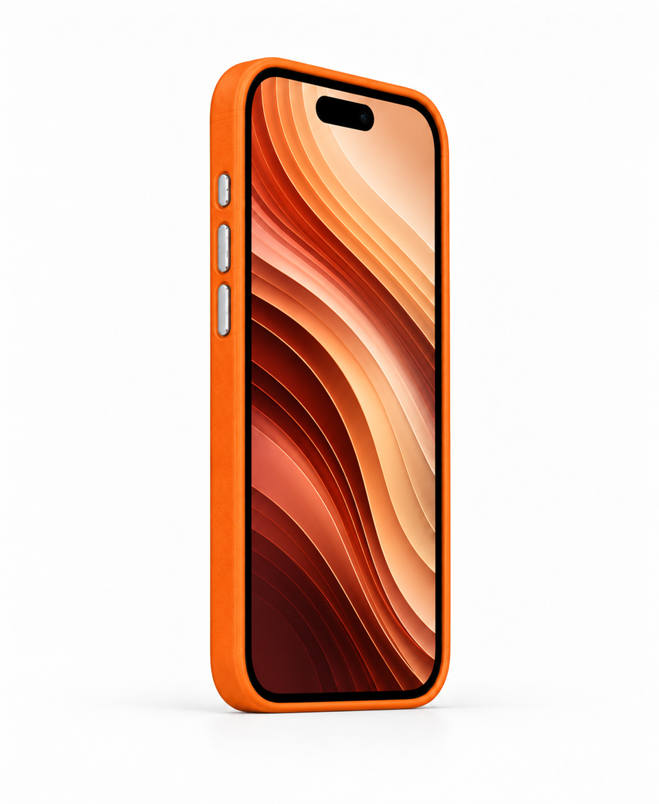 Bexocase Iphone 17 Turuncu Manyetik Özellikli Deri Kılıf 
