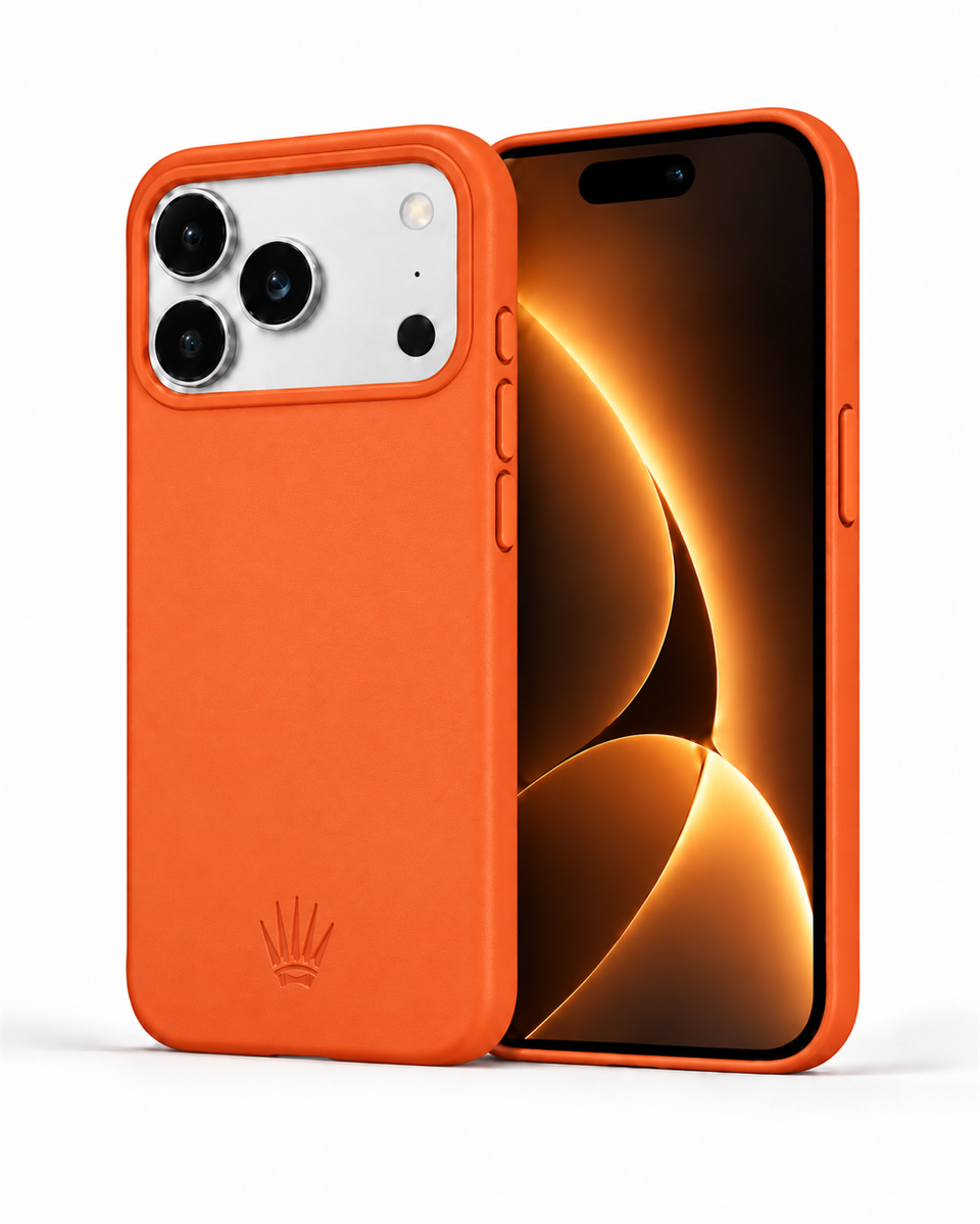 Bexocase Iphone 17 Pro Turuncu Manyetik Özellikli Deri Kılıf 