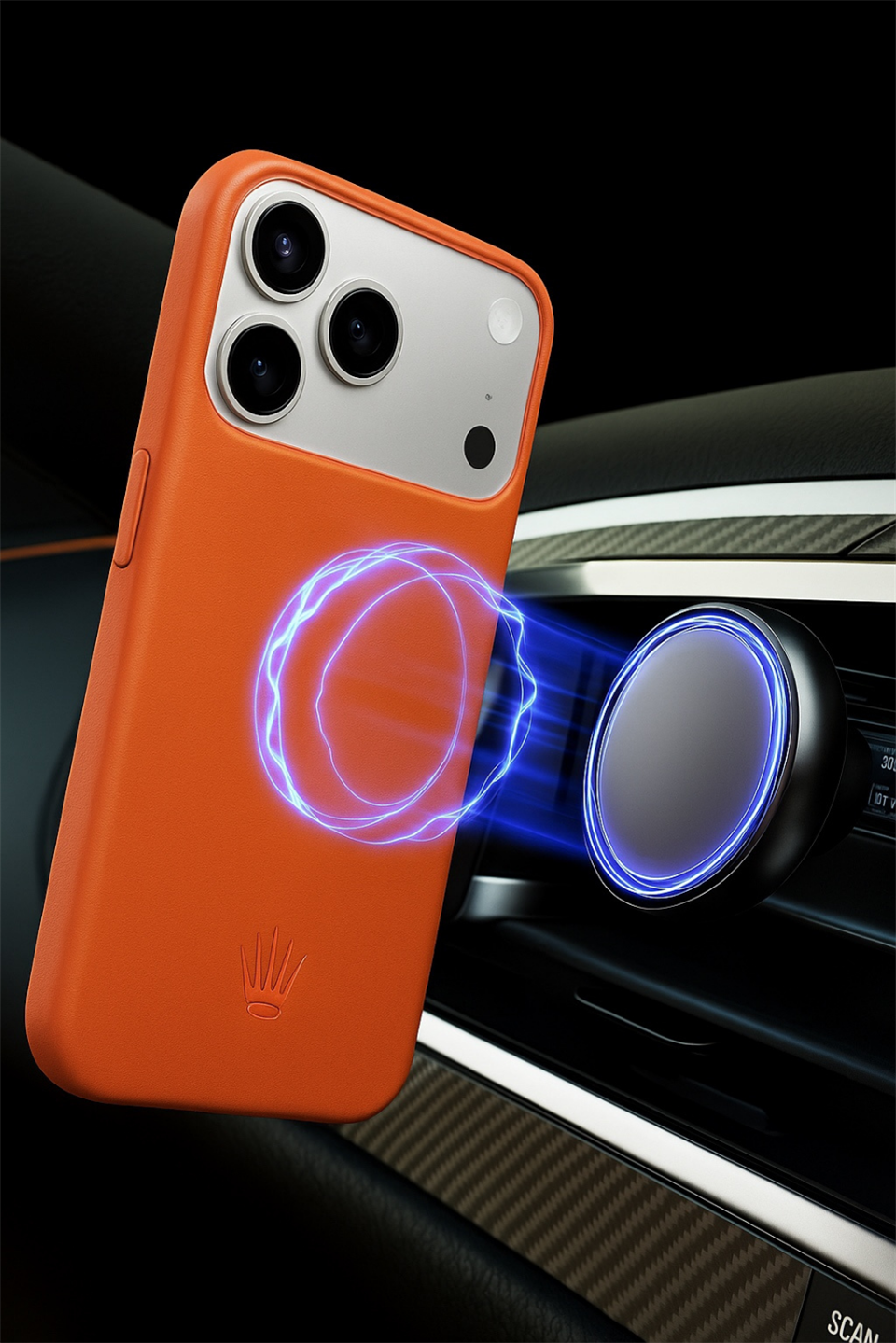 Bexocase Iphone 17 Pro Max Turuncu Manyetik Özellikli Deri Kılıf 