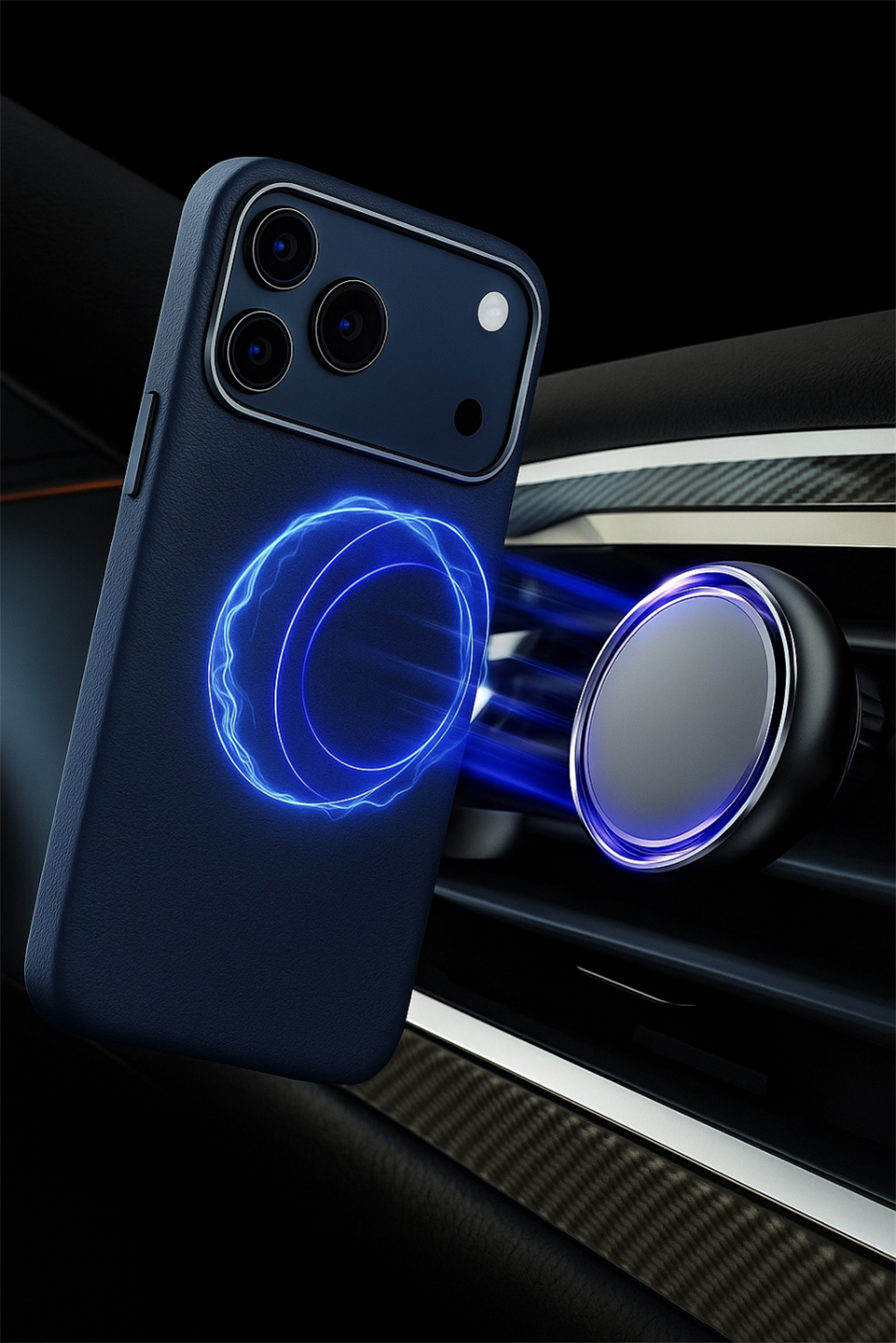 Bexocase Iphone 17 Pro Max Lacivert Manyetik Özellikli Deri Kılıf 