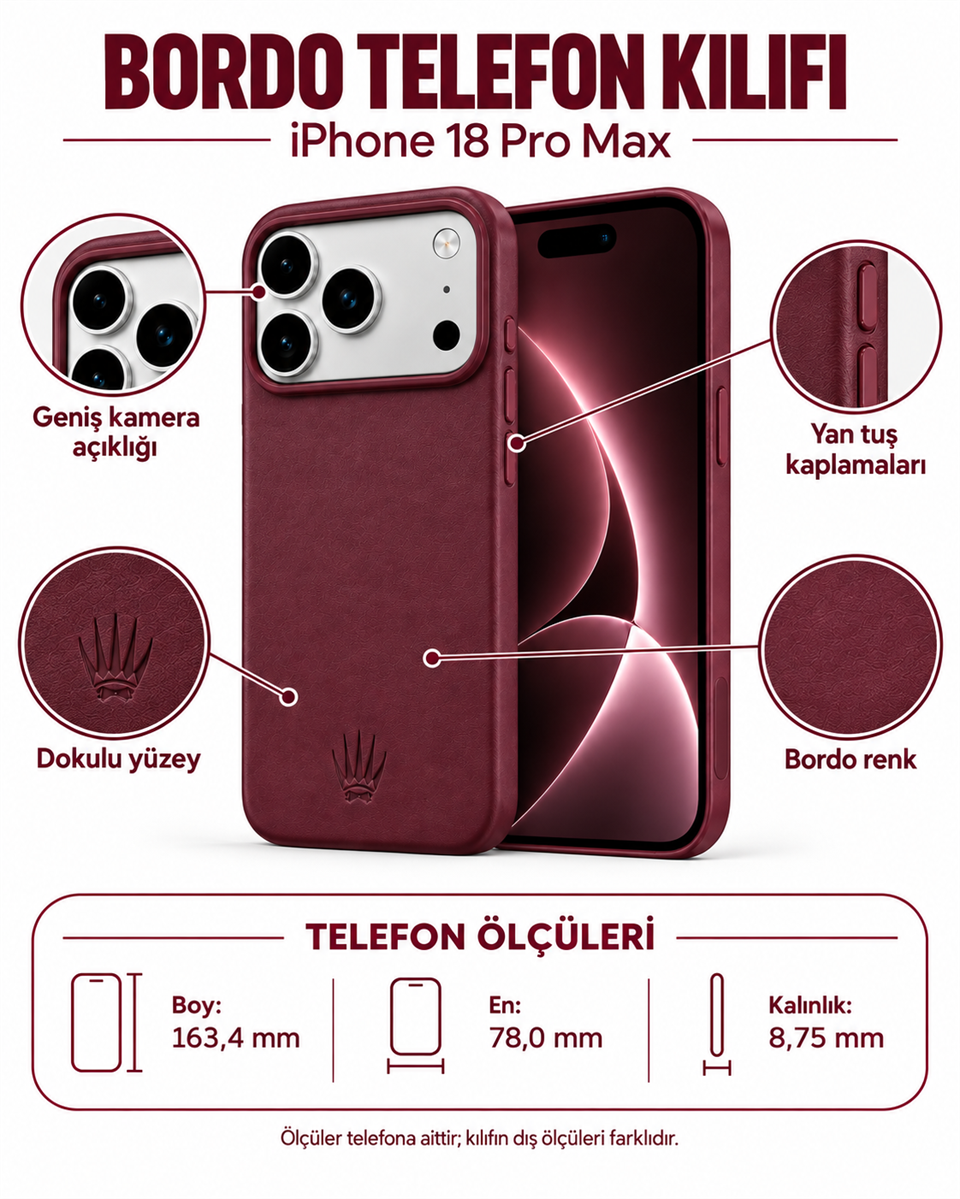 Bexocase Iphone 18 Pro Max Mürdüm Manyetik Özellikli Deri Kılıf 