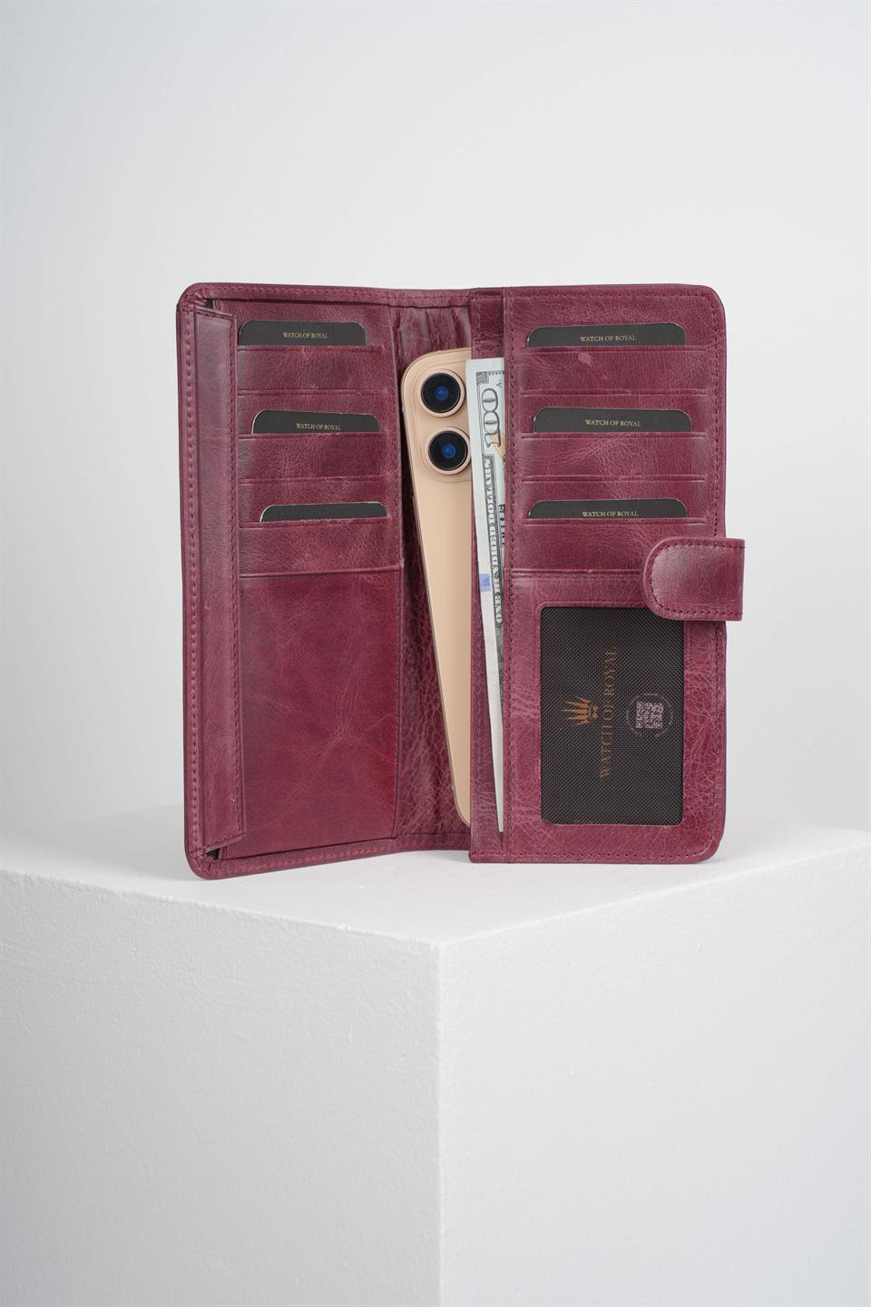 BELT CRAZY BURGUNDY PHONE WALLET