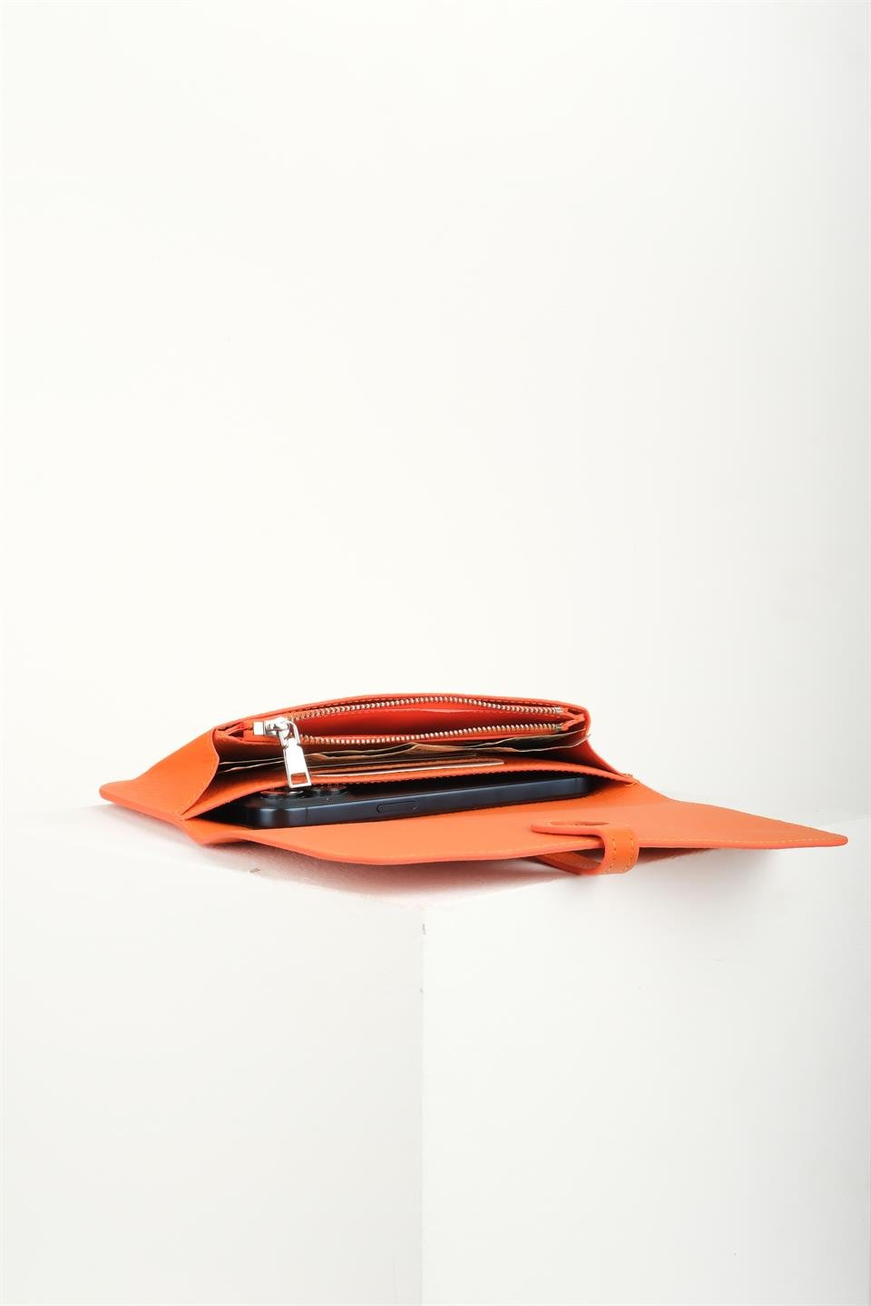 DIONİS TURUNCU HAKİKİ DERİ TELEFON CÜZDANI VE KARTLIK