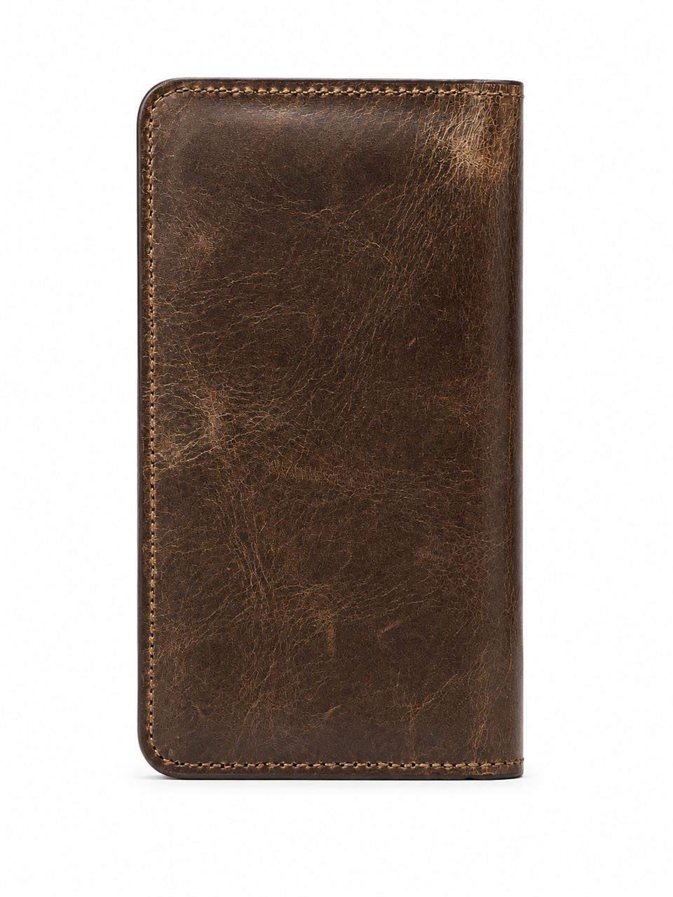 Hakiki Deri Cüzdan Crazy Kahverengi Çift Bölme Telefon Cüzdanı 7 Kart Bölmesi Portföy Elegant