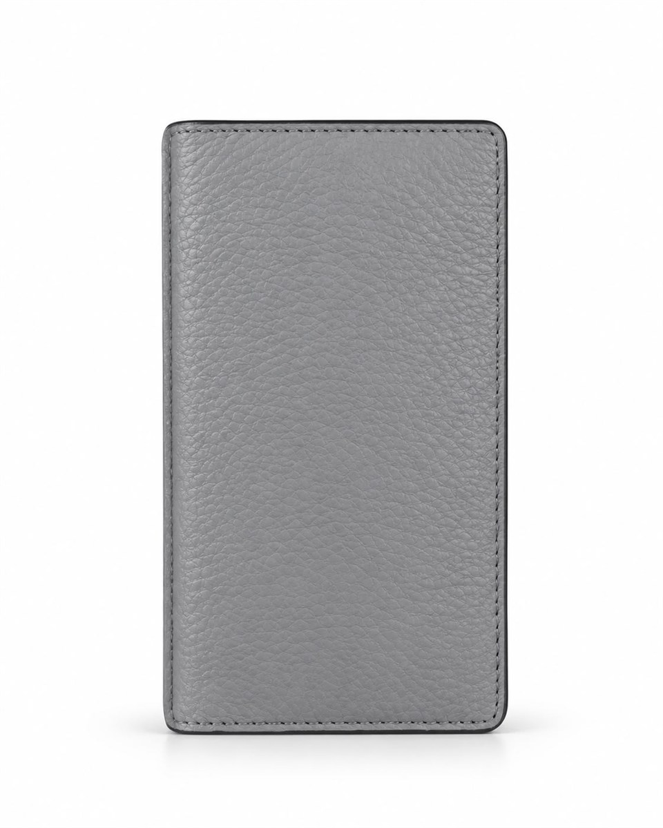 Hakiki Deri Cüzdan Crazy Gri Çift Bölme Telefon Cüzdanı 7 Kart Bölmesi  Portföy Çanta Elegant
