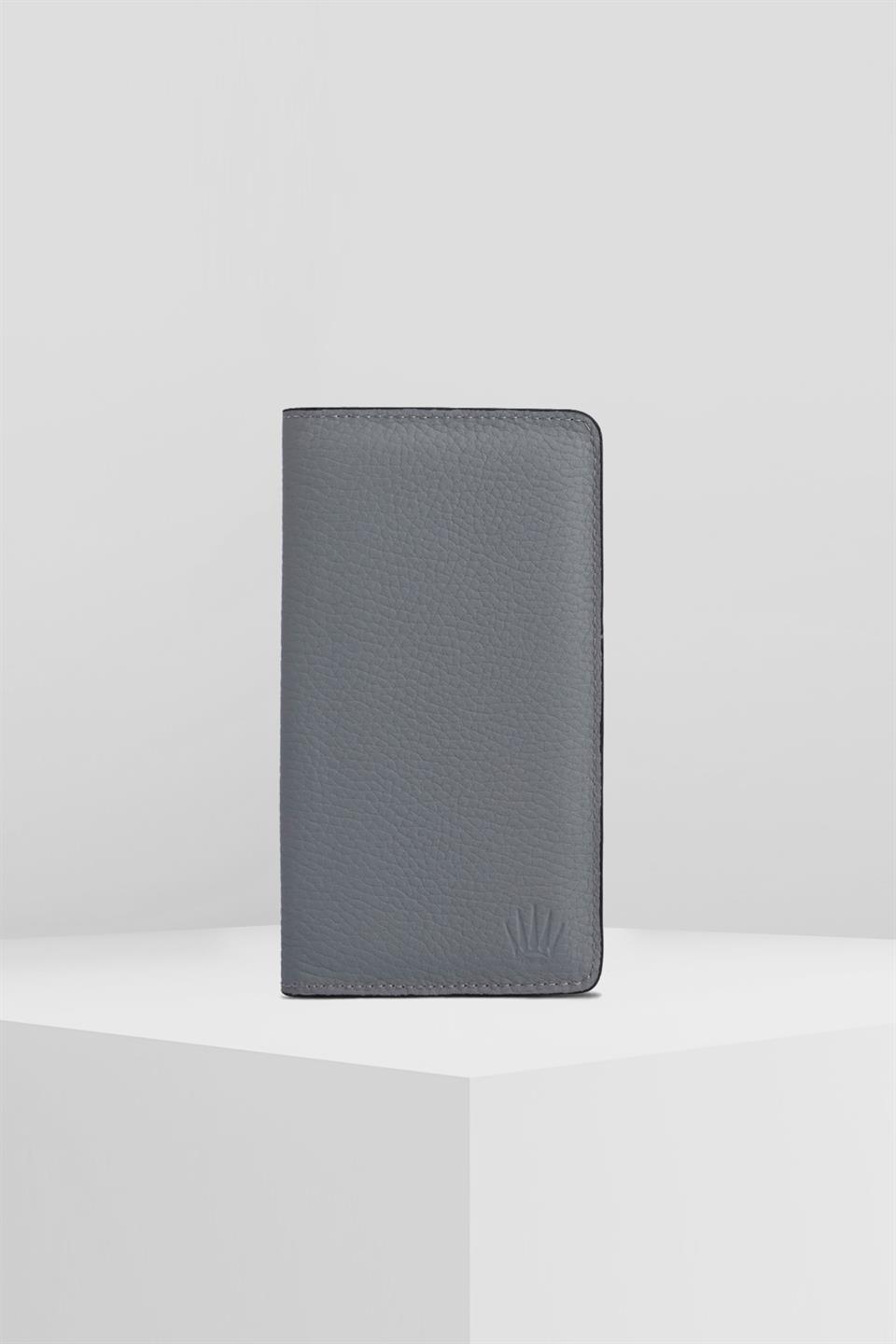 ELEGANT GRİ HAKİKİ DERİ TELEFON CÜZDANI