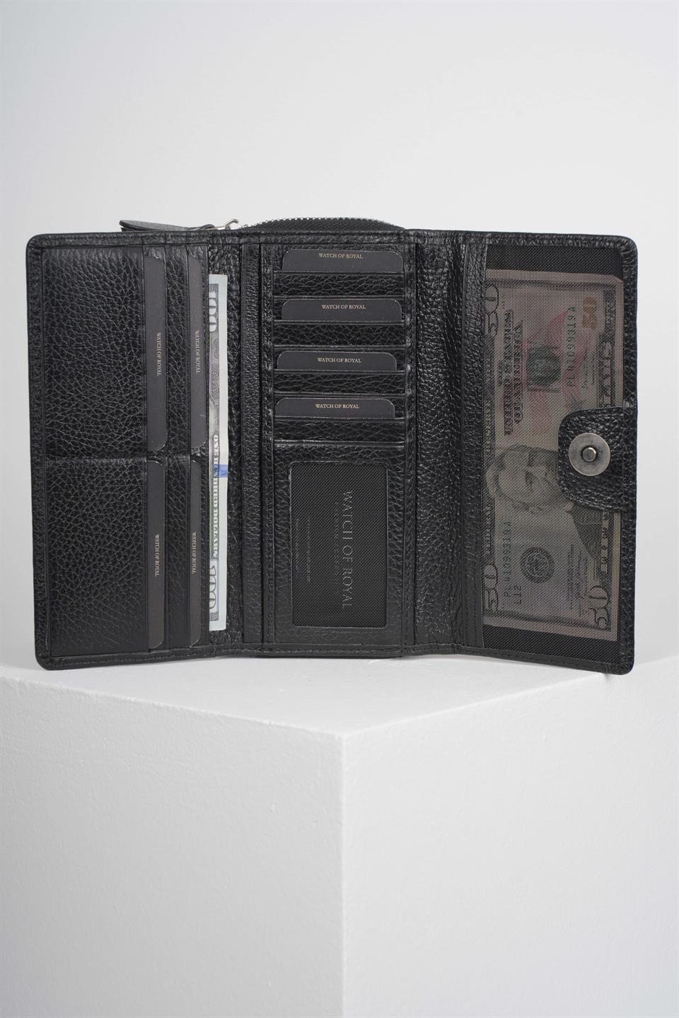 FINE SİYAH HAKİKİ DERİ TELEFON CÜZDANI