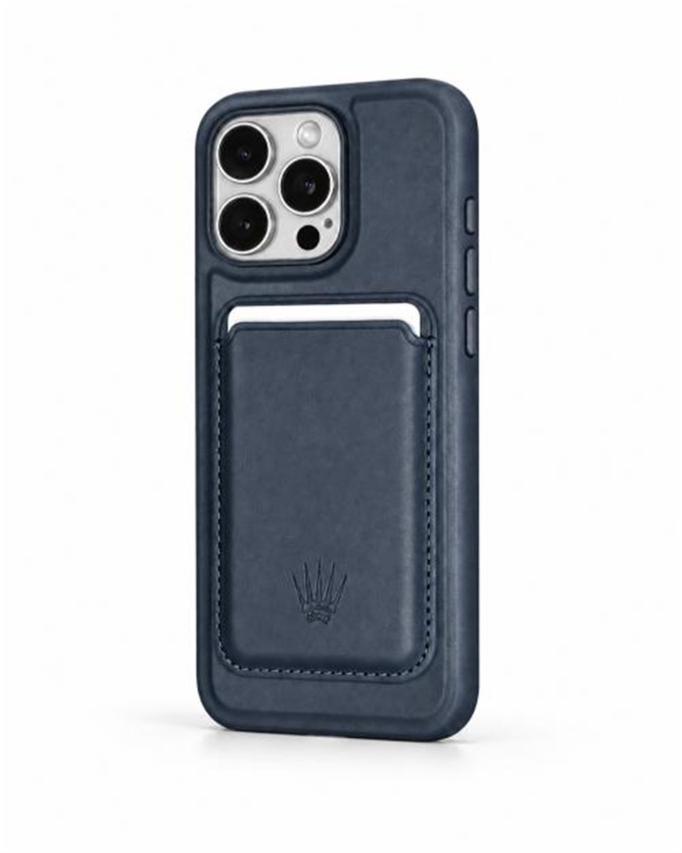 IPHONE 15 PRO MAX Lacivert Manyetik ÖZELLİKLİ DERİ TELEFON KILIFI & KARTLIK