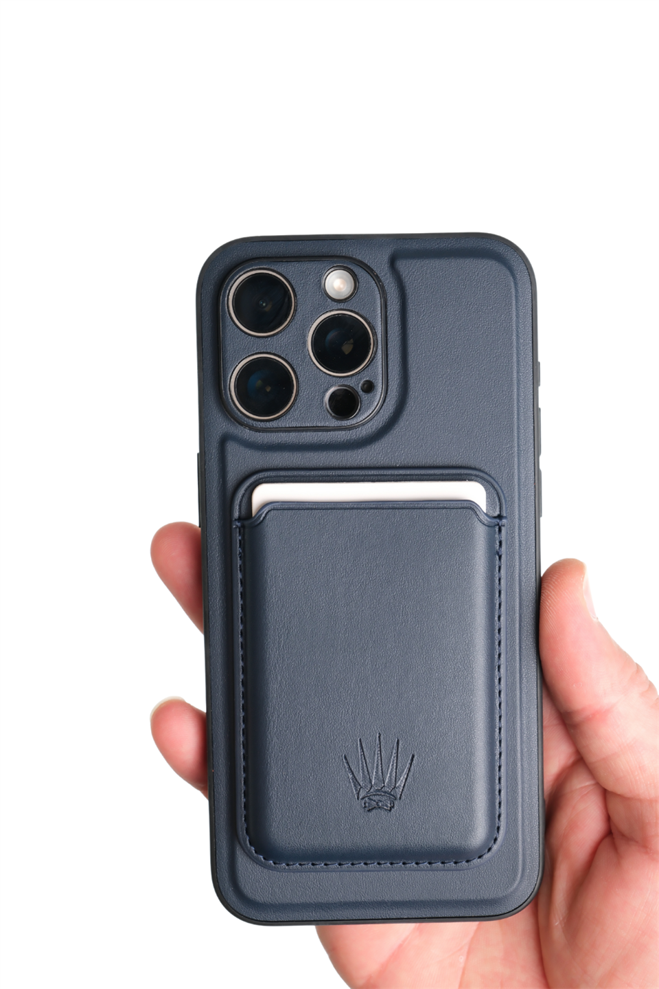 IPHONE 15 PRO MAX Lacivert Manyetik ÖZELLİKLİ DERİ TELEFON KILIFI & KARTLIK