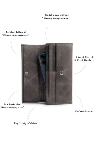 LUKE CRAZY GRI GENUINE LEATHER PHONE WALLET