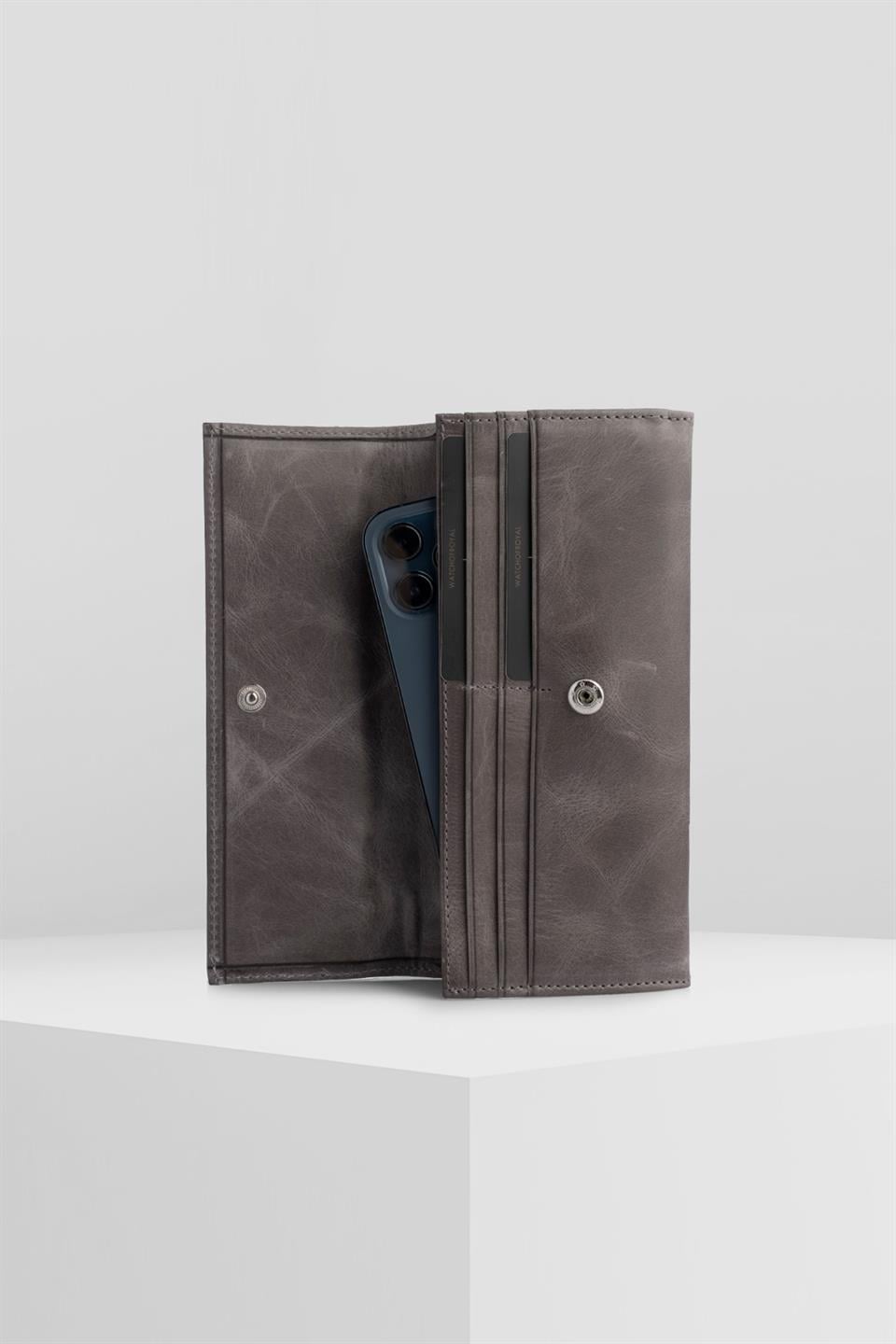 LUKE CRAZY GRI GENUINE LEATHER PHONE WALLET