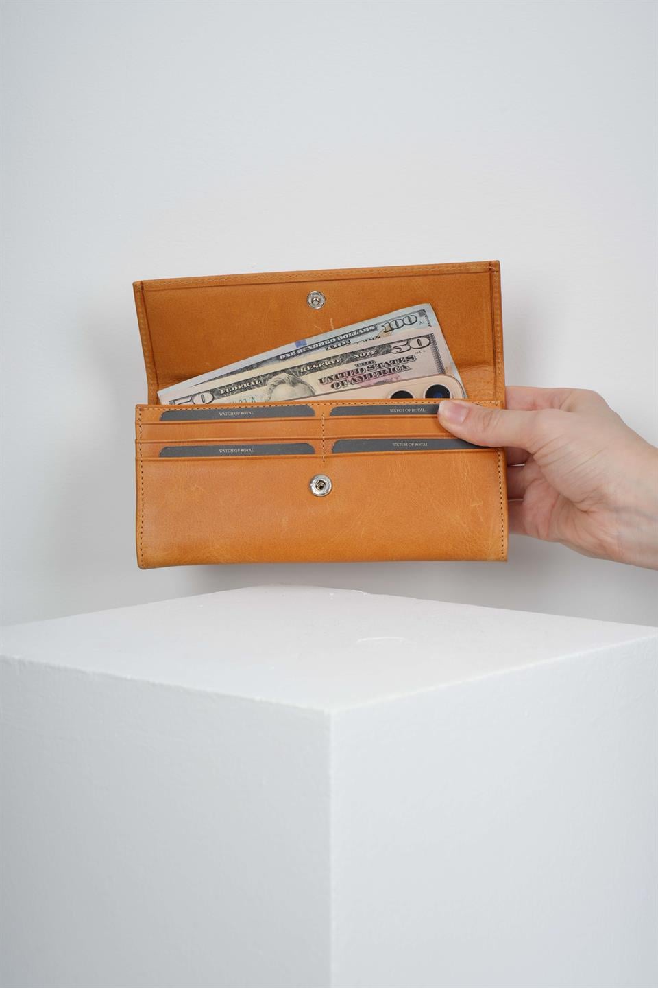 LUKE CRAZY TAN GENUINE LEATHER PHONE WALLET