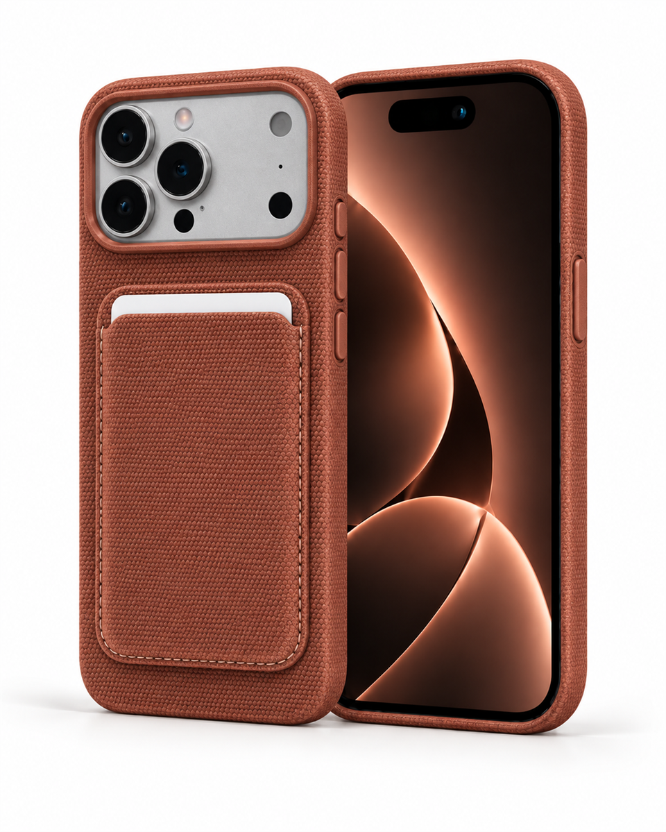 MagWalletCase Iphone 17 Pro Max Turuncu Manyetik Özellikli Deri Kılıf + Kartlık