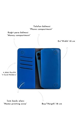 MAGNETIC BLUE PHONE WALLET