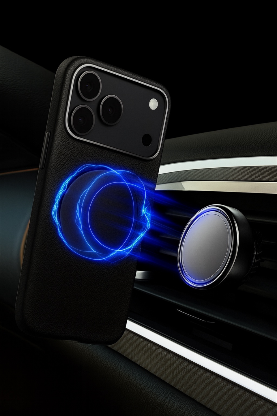 MonoCase Iphone 17 Pro Siyah Manyetik Özellikli Deri Kılıf 