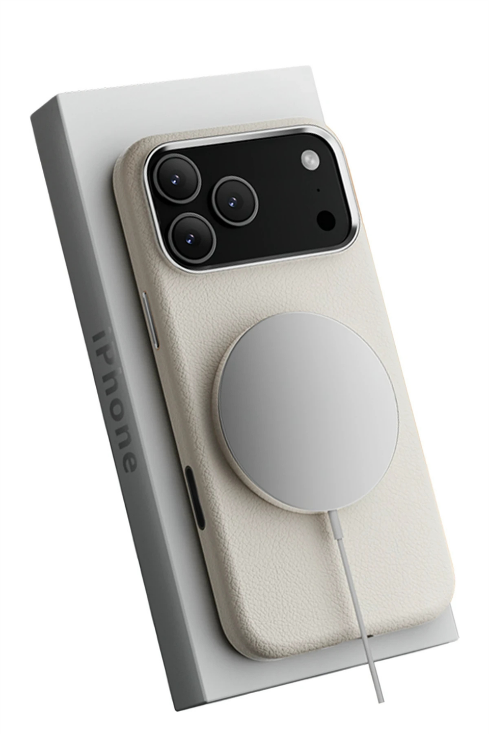 MonoCase Iphone 17 Pro Max Beyaz Manyetik Özellikli Deri Kılıf 