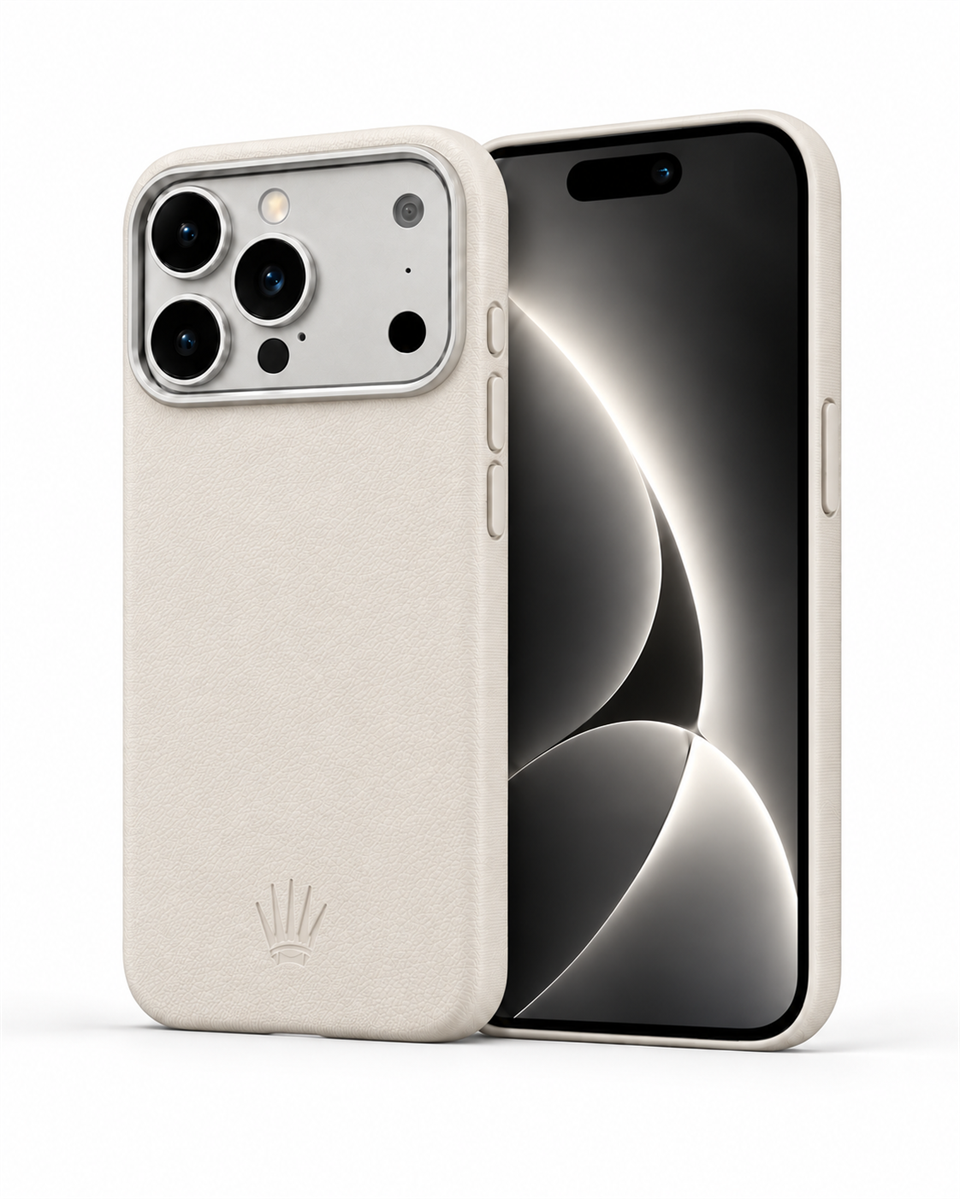 MonoCase Iphone 17 Pro Beyaz Manyetik Özellikli Deri Kılıf 