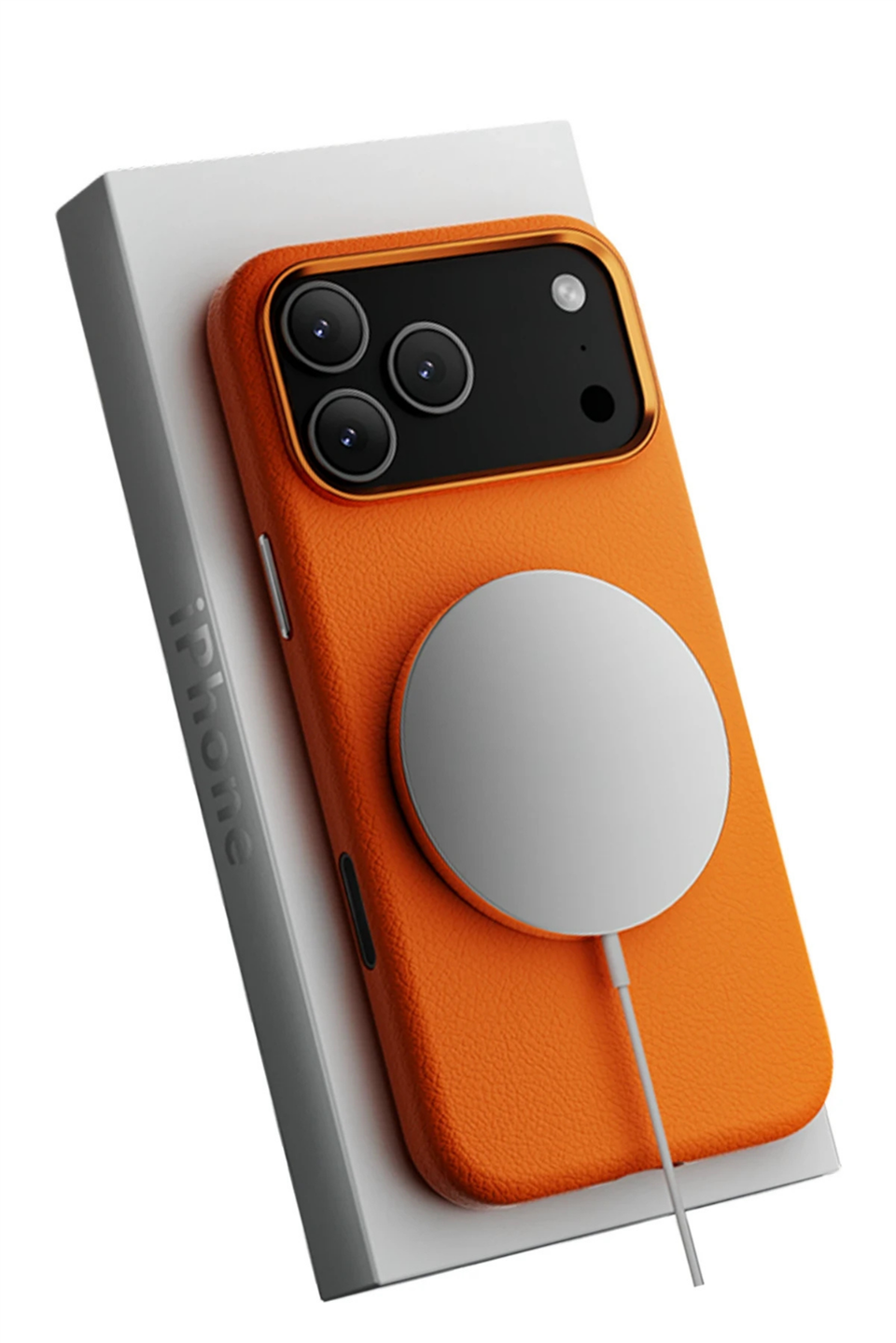 MonoCase Iphone 17 Pro Turuncu Manyetik Özellikli Deri Kılıf 