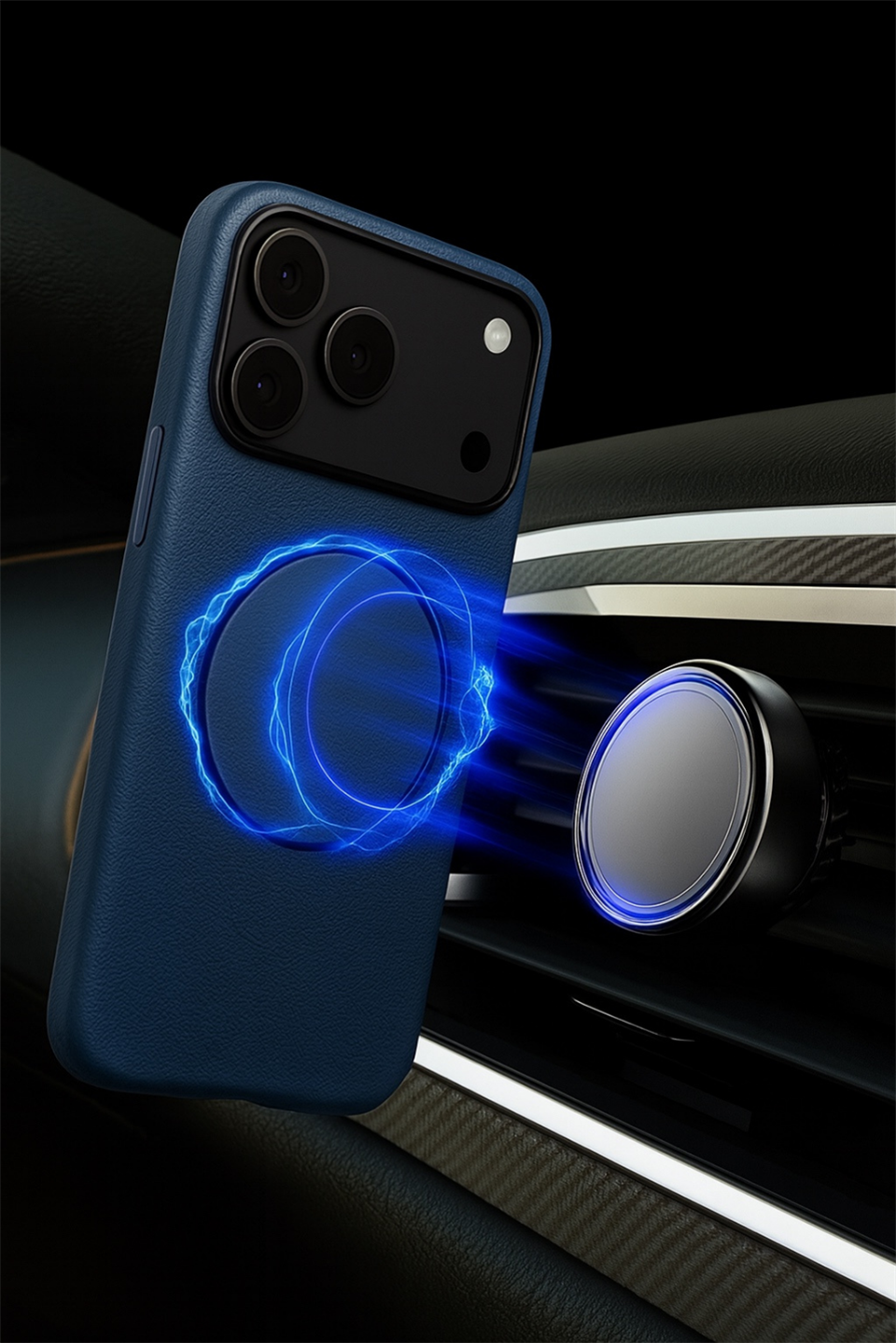 MonoCase Iphone 17 Pro Lacivert Manyetik Özellikli Deri Kılıf 