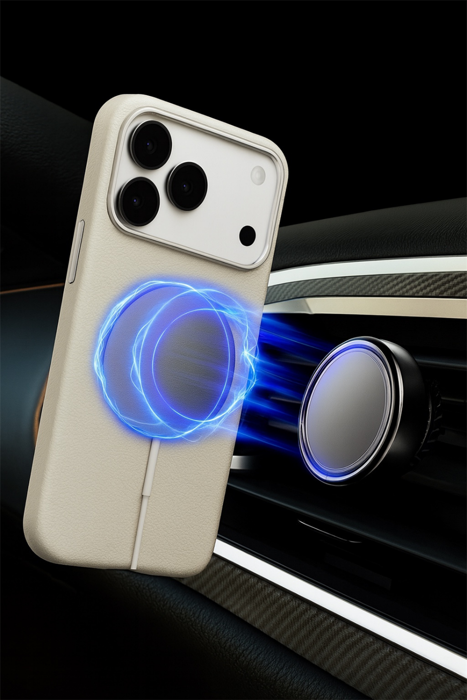 MonoCase Iphone 17 Beyaz Manyetik Özellikli Deri Kılıf 