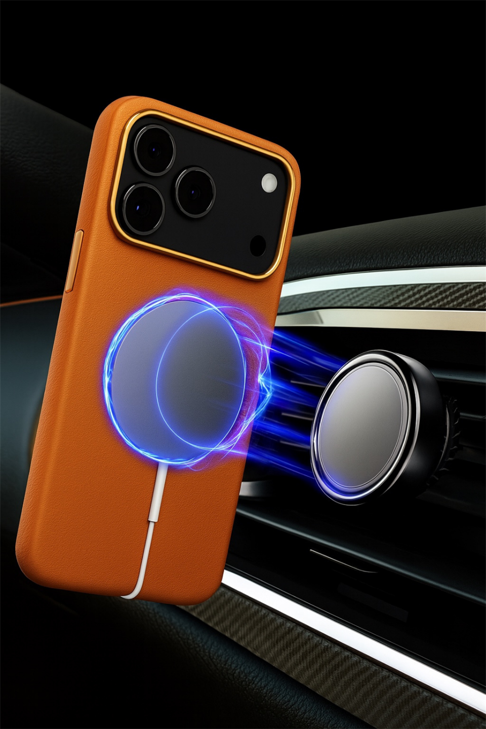 MonoCase Iphone 17 Turuncu Manyetik Özellikli Deri Kılıf 