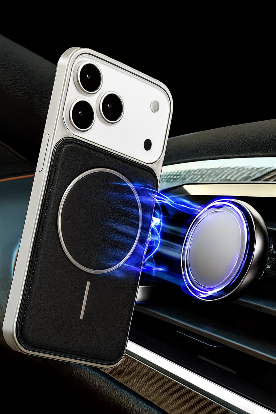 NeoMag Case Iphone 17 Pro Siyah Manyetik Özellikli Deri Kılıf 