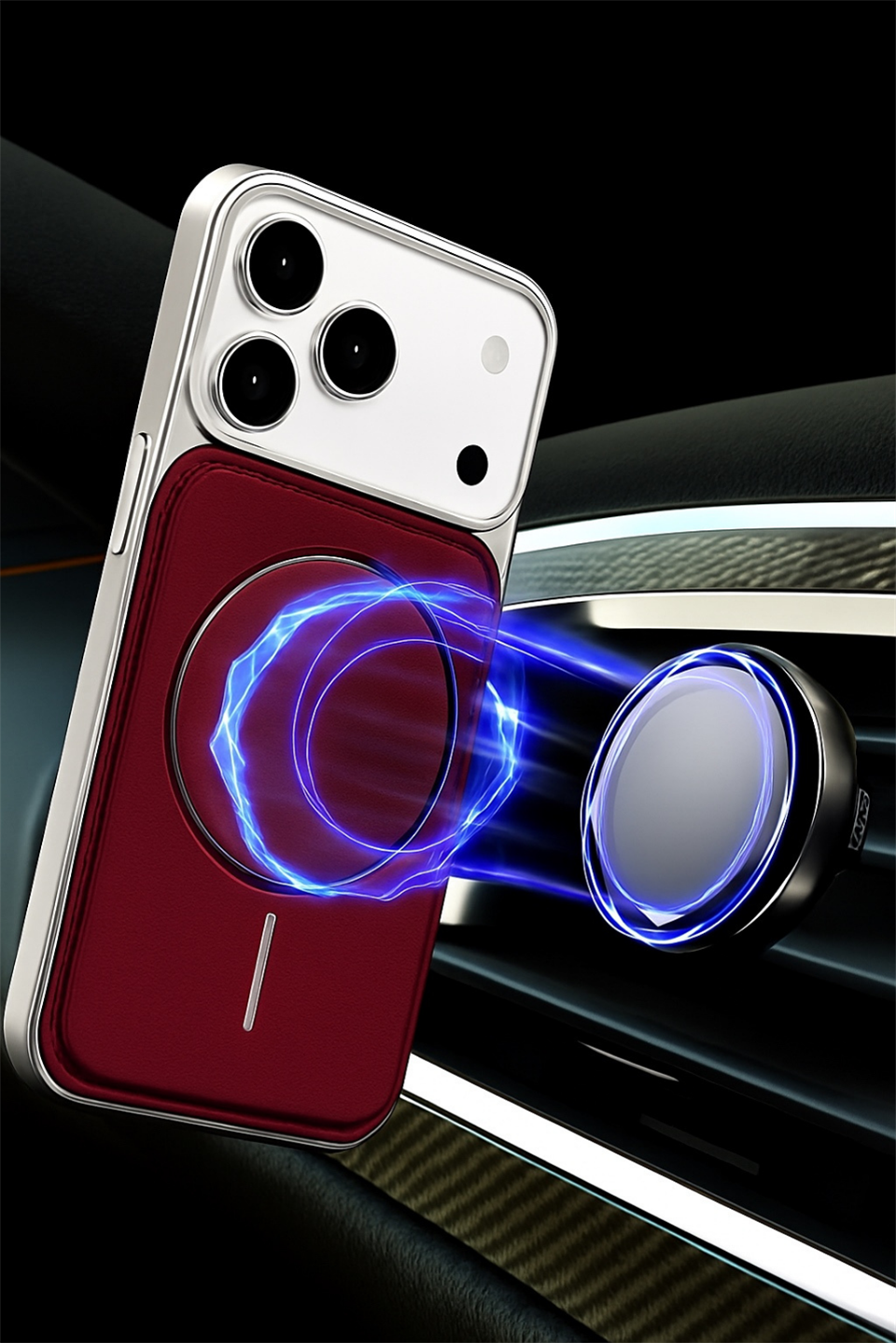 NeoMag Case Iphone 17 Pro Kırmızı  Manyetik Özellikli Deri Kılıf 