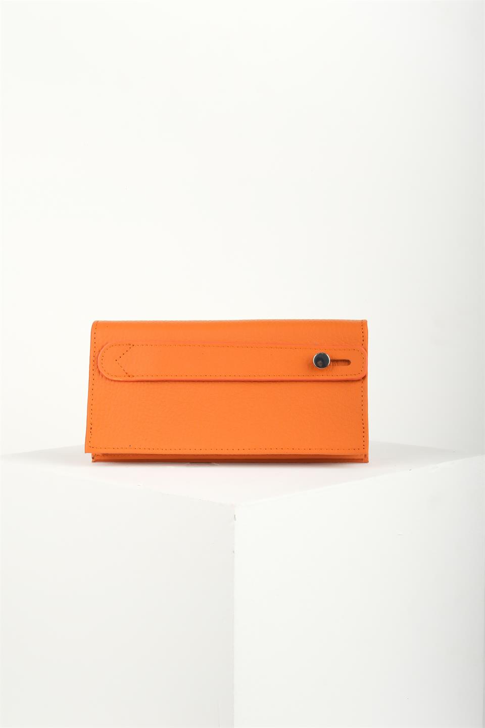 PARIS TURUNCU HAKİKİ DERİ TELEFON CÜZDANI