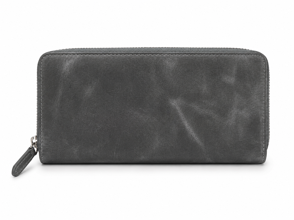 Patrick Crazy Grey Hakiki Deri Telefon Cüzdanı