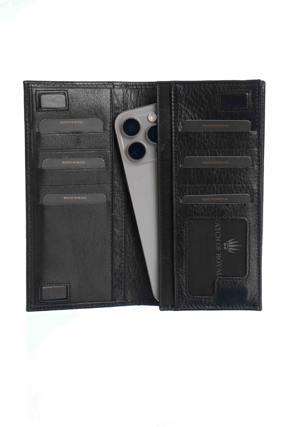 PARIS SİYAH HAKİKİ DERİ TELEFON CÜZDANI