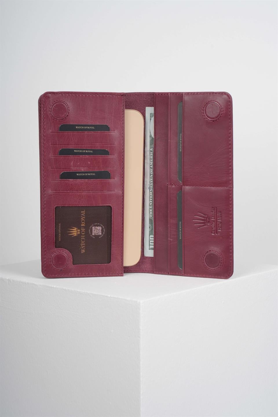 SAMUEL BURGUNDY GENUINE LEATHER PHONE WALLET
