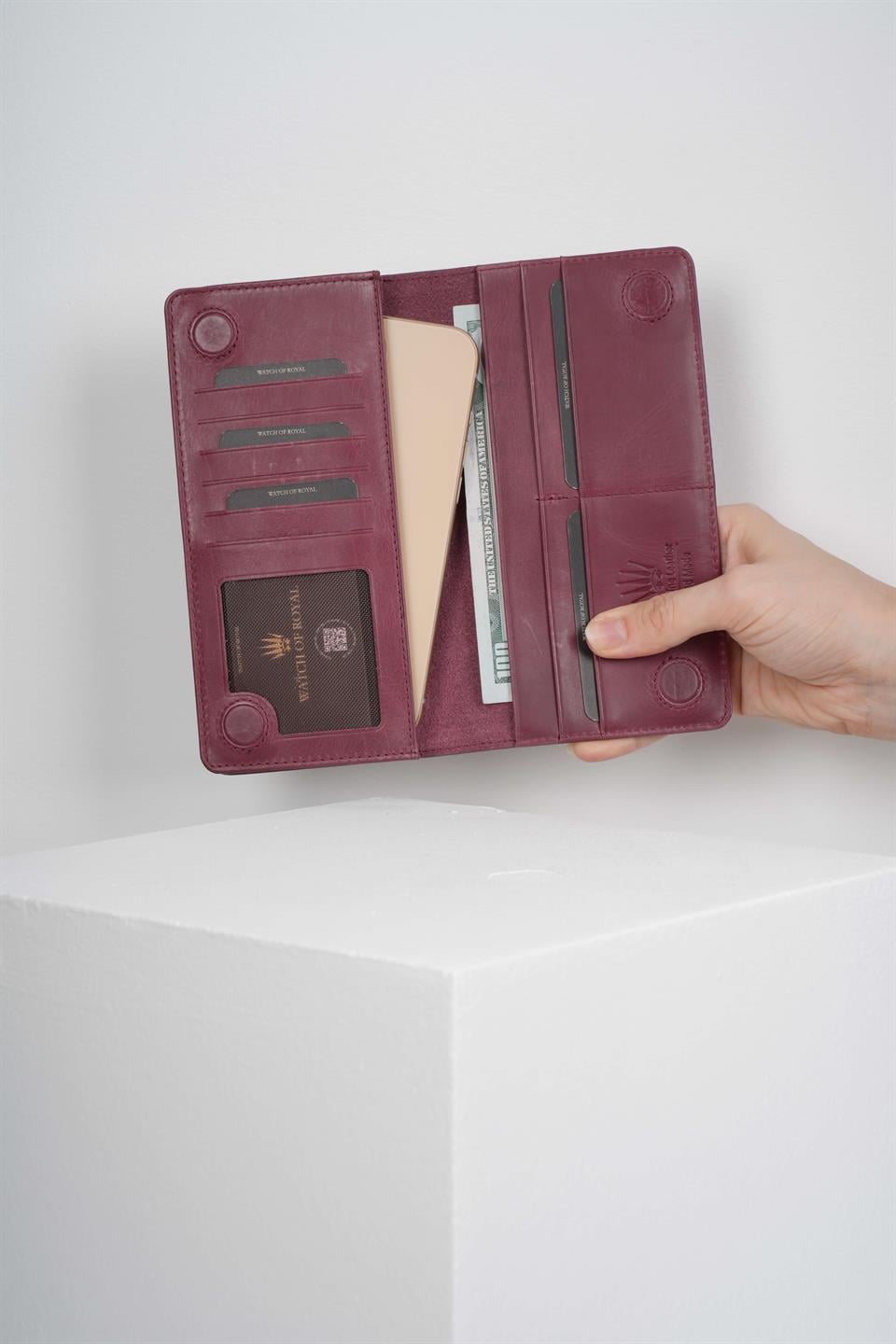 SAMUEL BURGUNDY GENUINE LEATHER PHONE WALLET