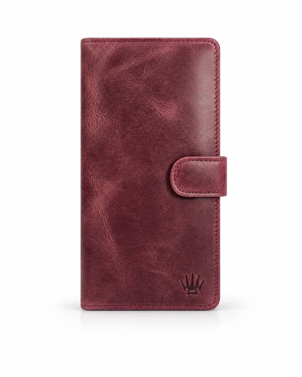 Talin Crazy Bordo Hakiki Deri Telefon Cüzdanı
