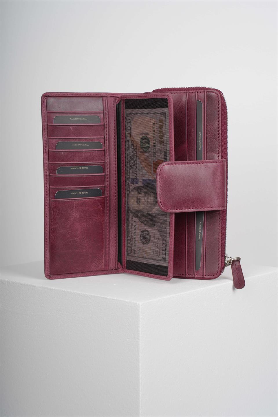TWIN BURGUNDY PHONE WALLET
