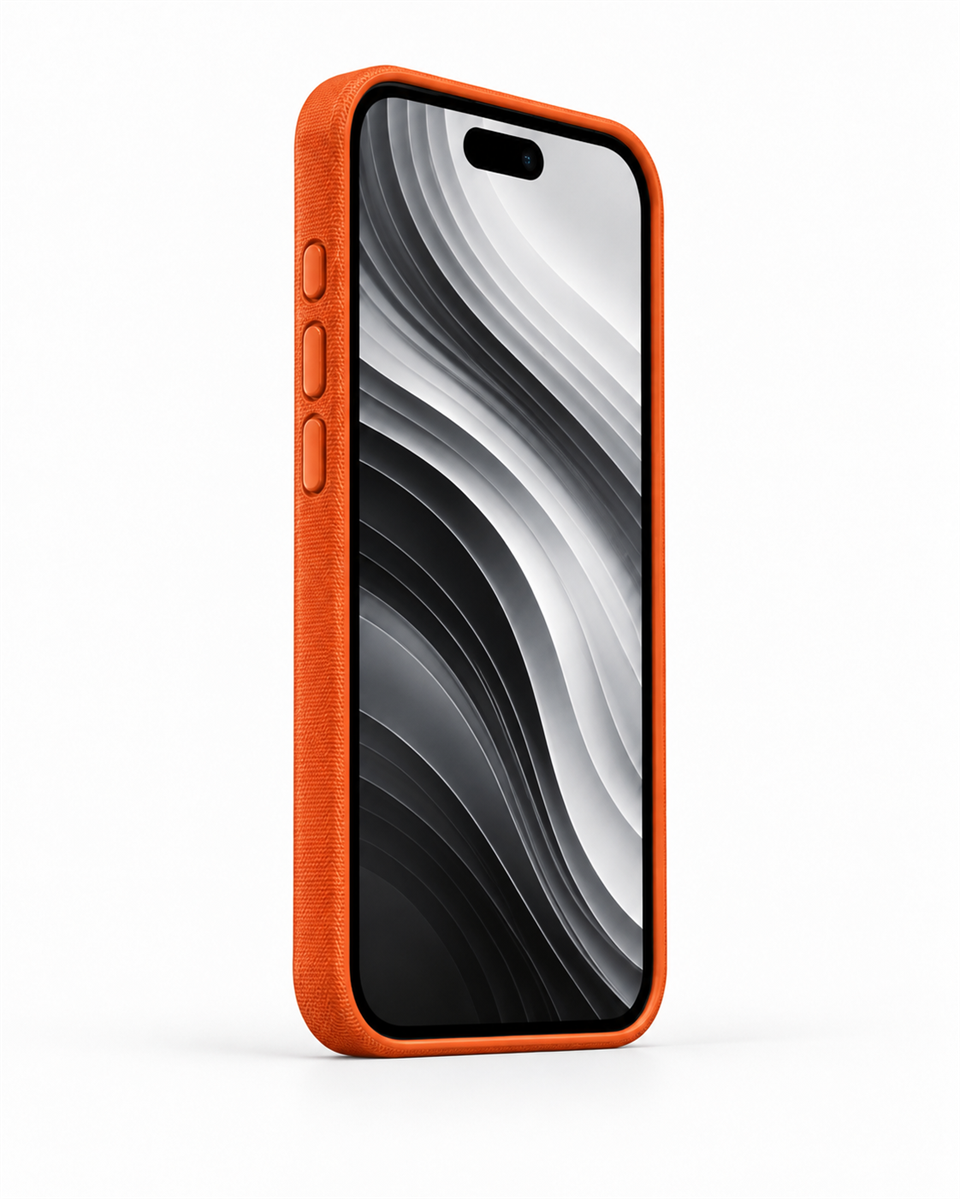 Woven Iphone 17 Pro Max Turuncu Manyetik Özellikli Deri Kılıf 