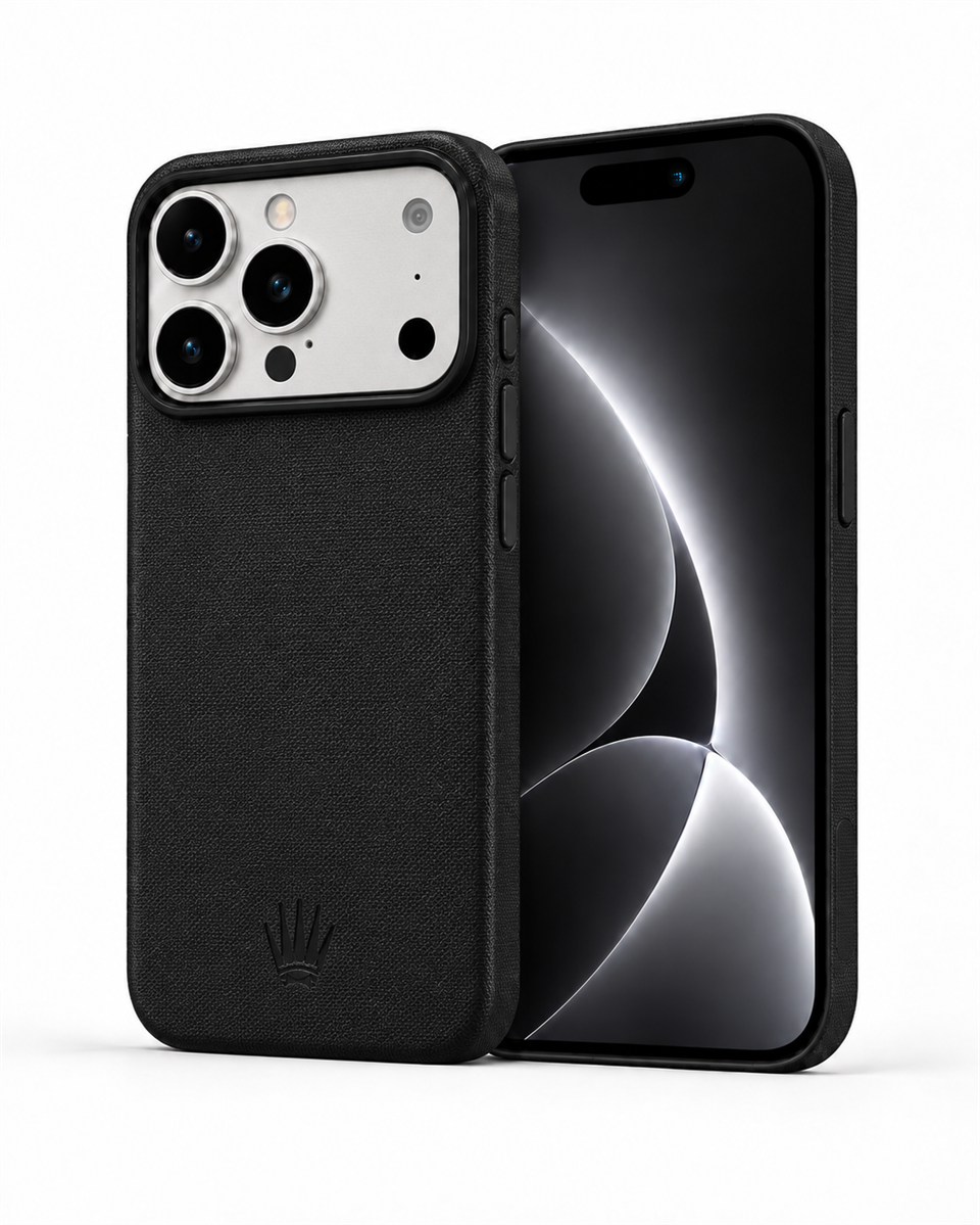 Woven Iphone 17 Pro Max Siyah Manyetik Özellikli Deri Kılıf 