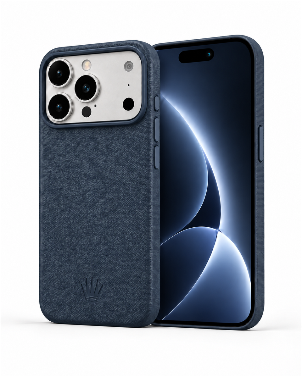 Woven Iphone 17 Pro Lacivert Manyetik Özellikli Deri Kılıf 