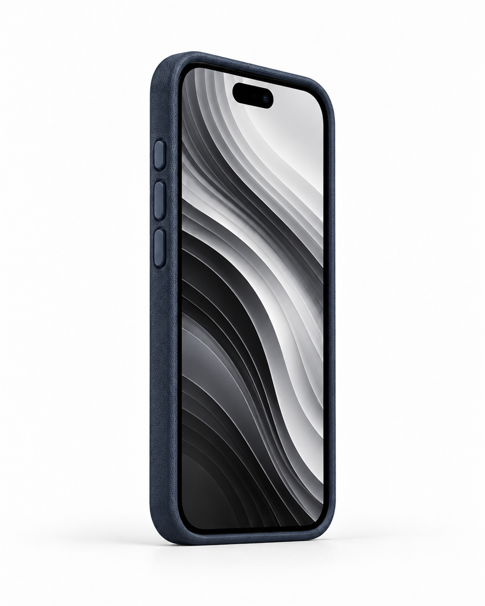 Woven Iphone 17 Pro Lacivert Manyetik Özellikli Deri Kılıf 