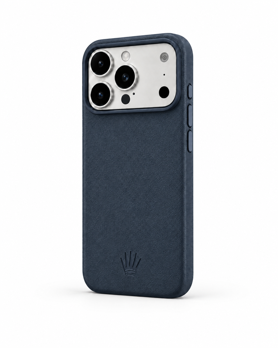 Woven Iphone 17 Pro Lacivert Manyetik Özellikli Deri Kılıf 