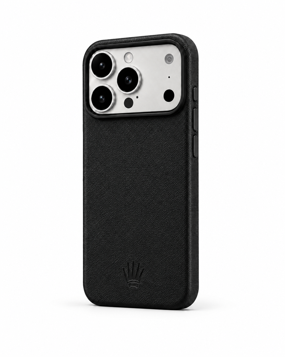 Woven Iphone 17 Pro Siyah Manyetik Özellikli Deri Kılıf 