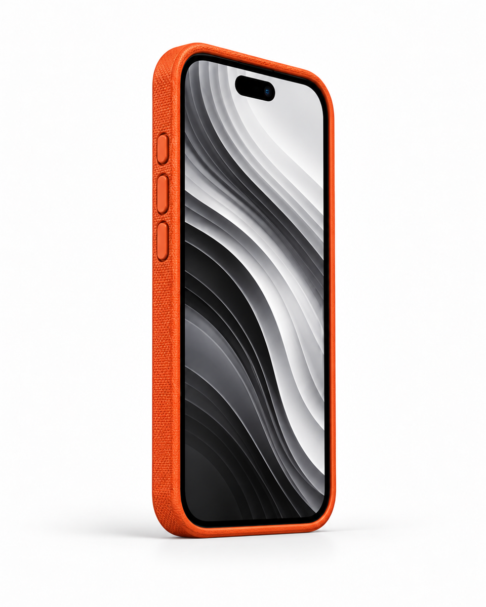 Woven Iphone 17 Pro Turuncu Manyetik Özellikli Deri Kılıf 