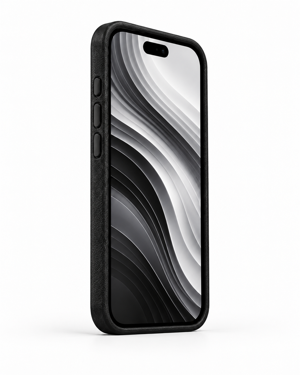Woven Iphone 17 Pro Siyah Manyetik Özellikli Deri Kılıf 
