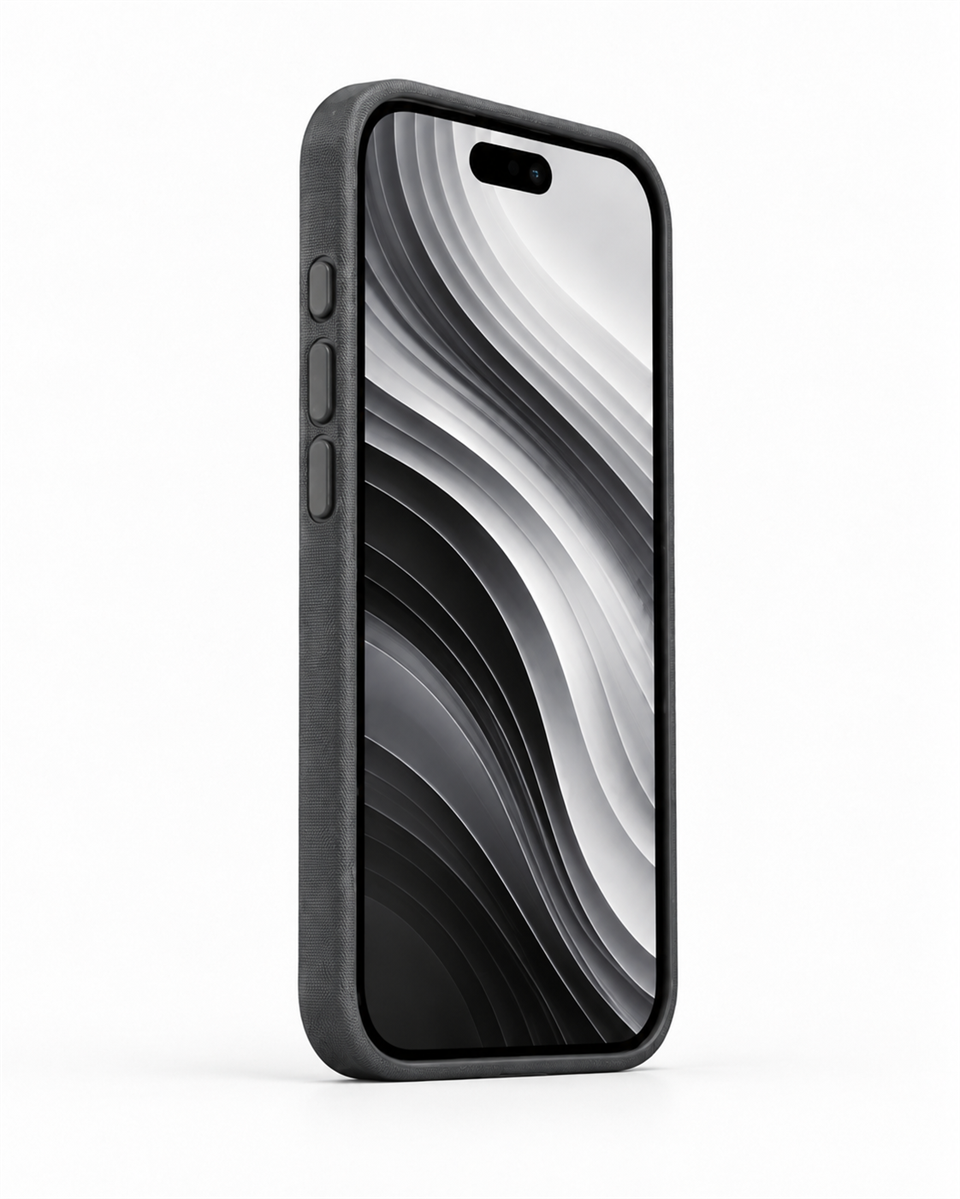 Woven Iphone 17 Pro Max Gri Manyetik Özellikli Deri Kılıf 