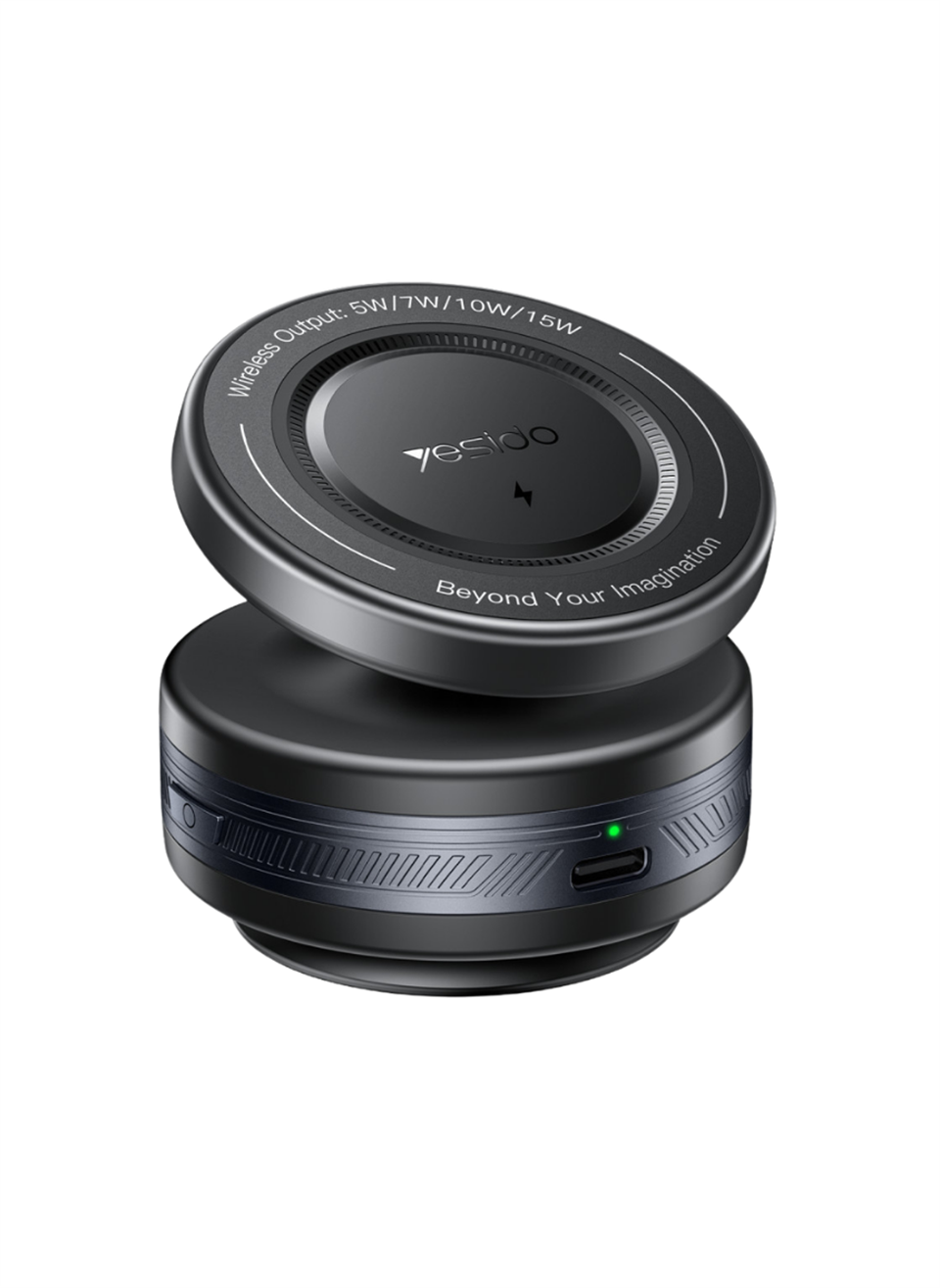 Holdix Elektrik Vantuz Özellikli 15W Kablosuz Magsafe Manyetik Araç Tutucu - Siyah